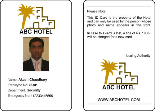 hotel staff card print sample