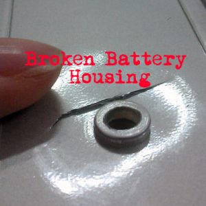 broken battery housing