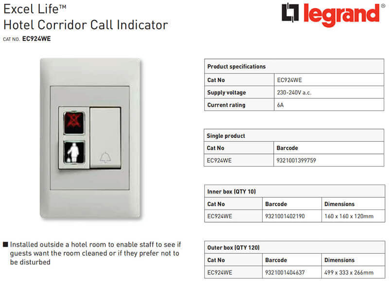 legrand hotel corridor call indicator have the electronic hotel DND signs