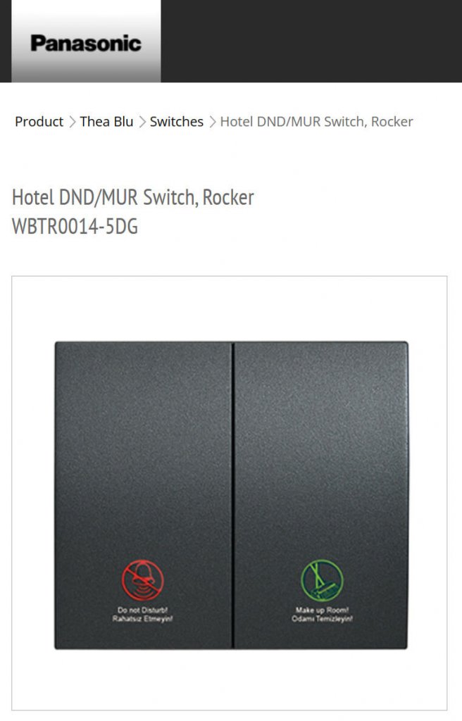 wall-mounted swtich provide the DND sign for hotel